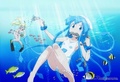 Squid Girl catching and eating her favorite food: Shrimps - anime photo