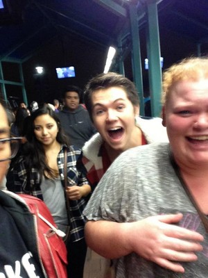  Damian at Хэллоуин Horror Nights 2012 with Cameron, AJ, Hannah, Russ and others