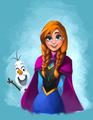 Anna and Olaf - frozen fan art
