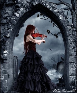  गॉथिक Woman Playing a Violin