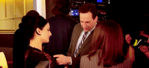  Kalinda and Will -on the set-