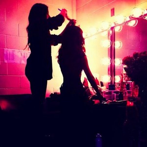  Backstage picture Selena getting ready for her performance at the Jingle Ball - December 8