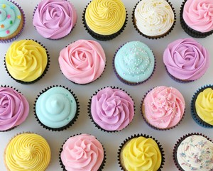  Pink, Purple, Yellow, and White Cupcakes