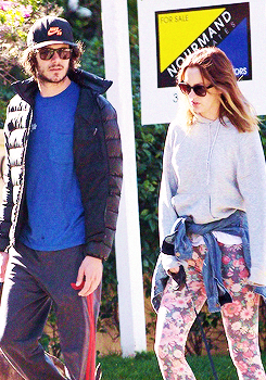 Adam and Leighton walking their dogs in Los Angeles (12-22-13)