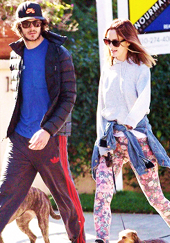 Adam and Leighton walking their dogs in Los Angeles (12-22-13)