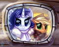 Rarity and Applejack Looking out a Window - my-little-pony-friendship-is-magic photo