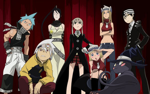 (from left)Black*Star, Soul, Tsubaki, Maka, Patty, Liz, Brea(cat), 