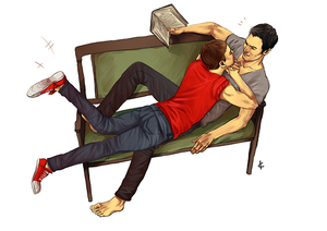 Cuddling and reading 
