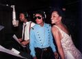 Michael In The Recording Studio With Diana Ross And Barry Gibb - michael-jackson photo