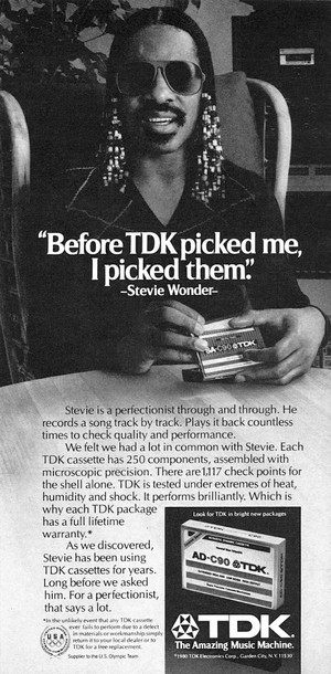 1980's Stevie Wonder Promo Ad For TDK Audio Cassettes