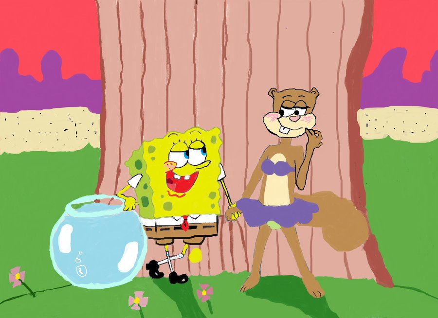 bob esponja pantalones cuadrados fan Art: spongebob and sandy.