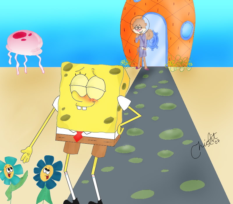 Bob l’éponge fan Art: spongebob and sandy.