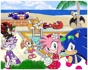 sonic and freinds at emerald academy pool