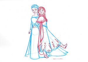  Elsa and Anna sketch