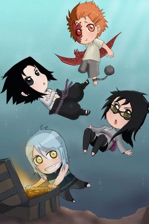  Suigetsu Hozuki, Jugo, Karin and Sasuke