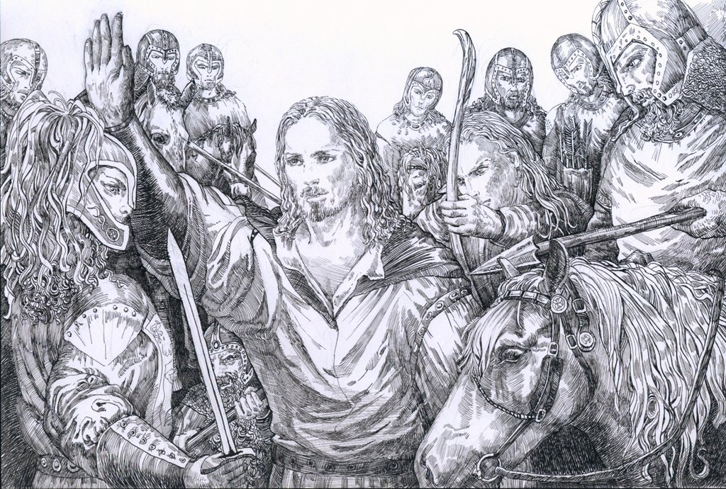 Fan Art of Aragorn meets the Rohirrim by Venlian for fans of Kącik rohański...
