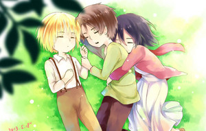 Eren, Mikasa, and Armin