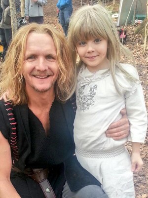  Mikael and Little Rebekah behind the scenes of The Originals 1x16