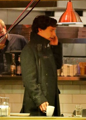 Benedict filming Sherlock season 3