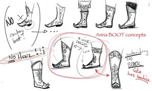  La Reine des Neiges - Anna's boots Concept Art