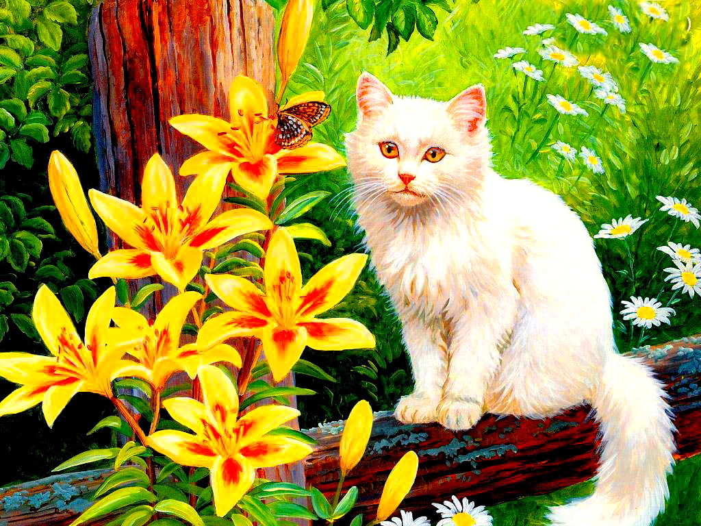 Spring Cat wallpaper - Cats Wallpaper (36915313) - Fanpop