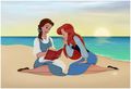 Belle and Ariel - disney fan art