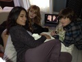 Chandler with Bella and Natalie on the set of Home Invasion - chandler-riggs photo