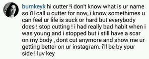  Key's commento for a fan in instagtam