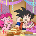 Pinkie Pie and Goku Chowing Down  - my-little-pony-friendship-is-magic photo