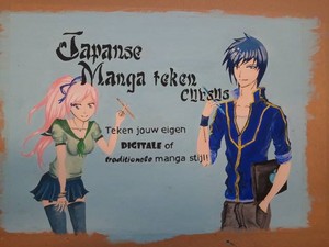  Selfmade poster for a Manga drawing cursus (Dutch)