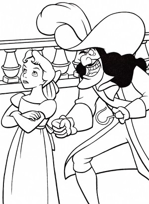  Walt Disney Coloring Pages - Wendy Darling & Captain James Bartholomew Hook
