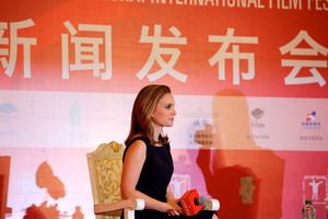 Attending a press conference at Crowne Plaza Hotel during the 17th Shanghai International Film Festi