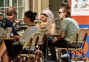  Harry and friends enjoy lunch together at Krog’s peixe restaurant.