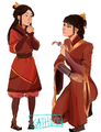 Mama Mai showing little honora her cool weapons - avatar-the-last-airbender fan art