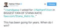 Nathan's twitt about Stana(July,2014) - nathan-fillion-and-stana-katic photo