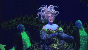 Ursula and Her eels plus minions dancing