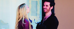 Colin and Jen on set
