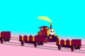 Lady passes the other Line of Open-Topped Carriages - tomy-thomas-and-friends photo