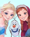Elsa, Anna and Olaf - elsa-the-snow-queen fan art