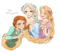 Anna, Elsa and Rapunzel - elsa-the-snow-queen fan art