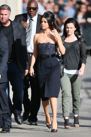 October 15: Selena entering Jimmy Kimmel Live in Los Angeles, California. 