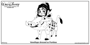 Walt Disney Animation Studios Coloring Page - Vanellope dressed as Pumbaa