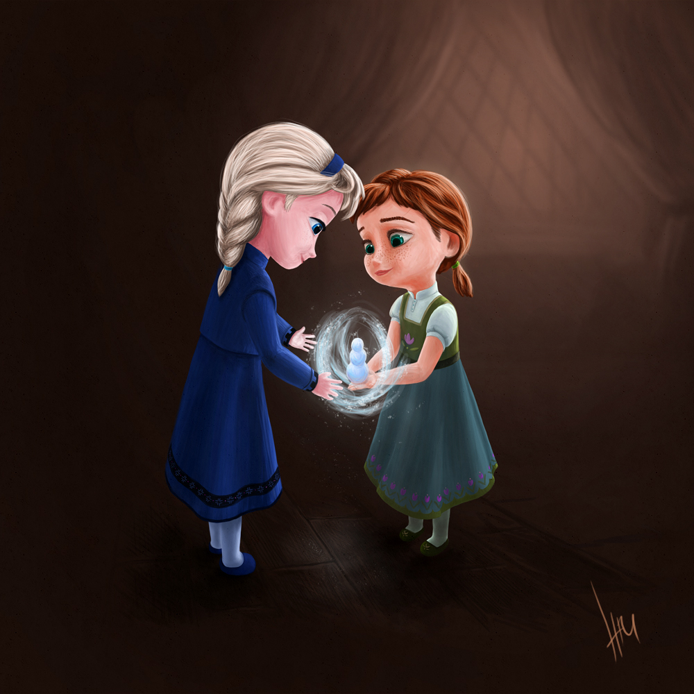 Elsa the Snow Queen người hâm mộ Art: Young Elsa and Anna.