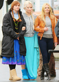 Elizabeth Lail, Georgina Haig and Jennifer Morrison - On set October 22 - once-upon-a-time photo