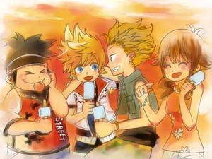  Hayner, Pence, Roxas and Olette