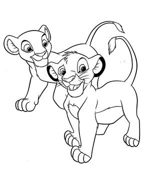  Walt 디즈니 Coloring Pages - Nala & Simba