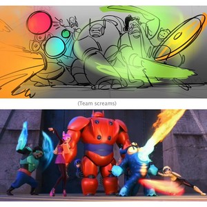 Big Hero 6 Storyboard to Final version of the movie