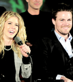 Stephen Amell and Emily Bett Rickards at The Flash vs. Arrow fan screening event. - stephen-amell-and-emily-bett-rickards photo