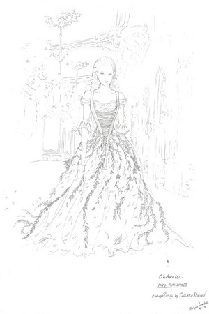 Scketch of an outfit for Cinderella by Coleen Atwood
