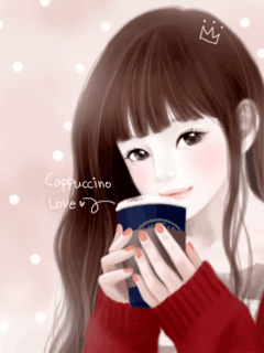  Cute girl with coffee